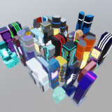 Sci-Fi Buildings City - Low Poly Neon Skyscrapers - Cityscape