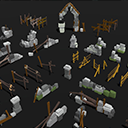 Icon of the asset:Low Poly Fences and Wall Bundle Pack 1-3 LODS