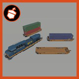 Icon of the asset:Lowpoly freight train with containers pack
